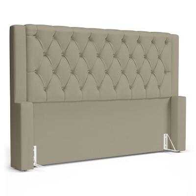 Cabeceira Atena Para Cama Box Casal Padrão 140cm Capitonê Com Frame Veludo Bege - Desk Design