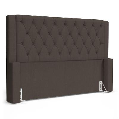 Cabeceira Atena Para Cama Box Casal Padrão 140cm Capitonê Com Frame Linho Cacau - Desk Design