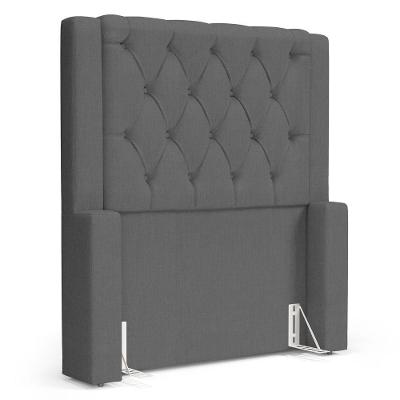 Cabeceira Atena Para Cama Box Solteiro 90cm Capitonê Com Frame Linho Cinza Escuro - Desk Design