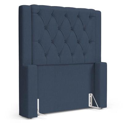 Cabeceira Atena Para Cama Box Solteiro 90cm Capitonê Com Frame Linho Azul - Desk Design