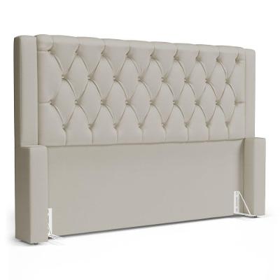 Cabeceira Atena Para Cama Box Casal Padrão 140cm Capitonê Com Frame Sintético Bege - Desk Design