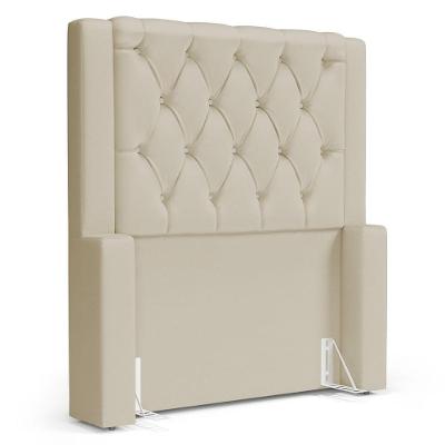 Cabeceira Atena Para Cama Box Solteiro 90cm Capitonê Com Frame Suede Bege Claro - Desk Design