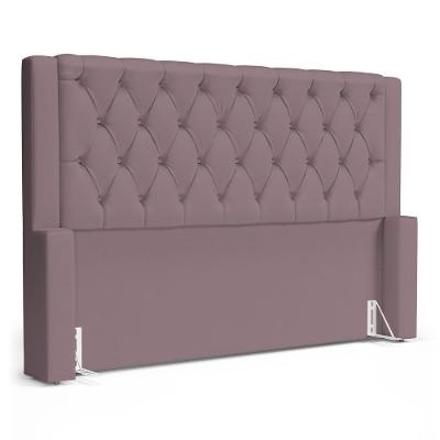 Cabeceira Atena Para Cama Box King Size 195cm Capitonê Com Frame Veludo Rosê - Desk Design