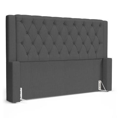 Cabeceira Atena Para Cama Box King Size 195cm Capitonê Com Frame Linho Cinza Escuro - Desk Design
