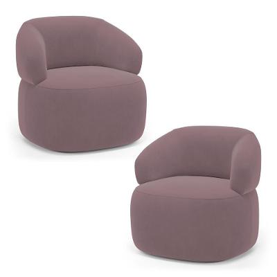 Kit 02 Poltronas Orgânicas Giratória Living Glee Veludo Rosê - Desk Design
