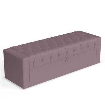 Calçadeira Báu King Size Atena 195cm Capitonê Veludo Rosê - Desk Design