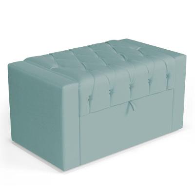 Calçadeira Báu Solteiro Atena 90cm Capitonê Veludo Acqua - Desk Design