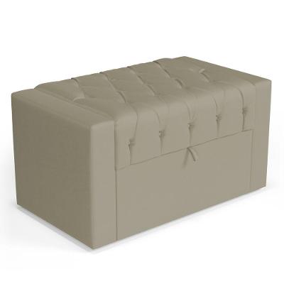 Calçadeira Báu Solteiro Atena 90cm Capitonê Veludo Bege - Desk Design
