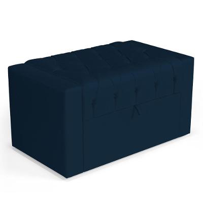 Calçadeira Báu Solteiro Atena 90cm Capitonê Veludo Azul Marinho - Desk Design