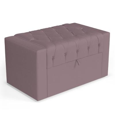 Calçadeira Báu Solteiro Atena 90cm Capitonê Veludo Rosê - Desk Design