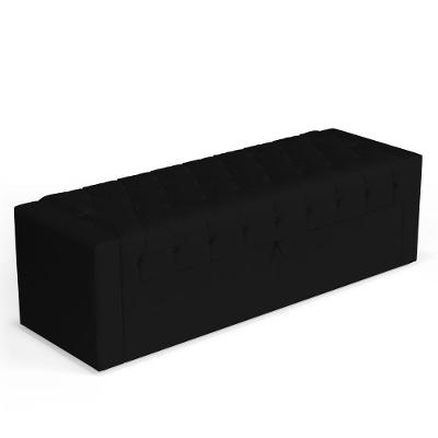 Calçadeira Báu Queen Size Atena 160cm Capitonê Suede Preto - Desk Design