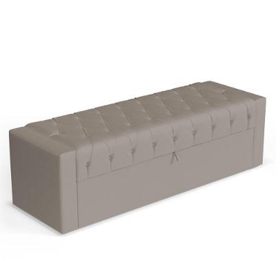 Calçadeira Báu Casal Padrão Atena 140cm Capitonê Suede Bege - Desk Design