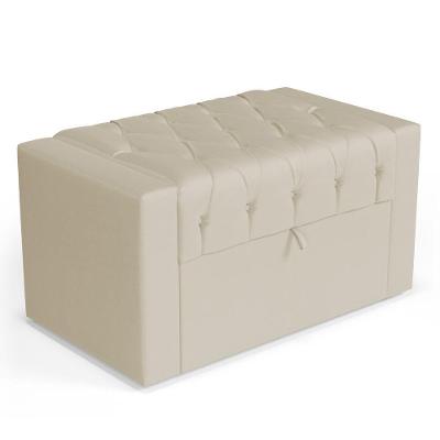 Calçadeira Báu Solteiro Atena 90cm Capitonê Suede Bege Claro - Desk Design