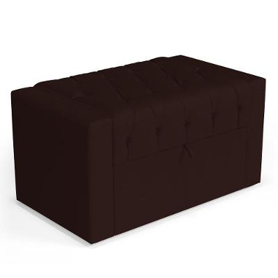 Calçadeira Báu Solteiro Atena 90cm Capitonê Sintético Marrom - Desk Design