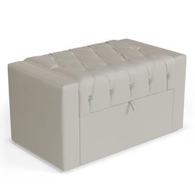 Calçadeira Báu Solteiro Atena 90cm Capitonê Sintético Bege - Desk Design