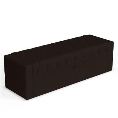 Calçadeira Báu King Size Atena 195cm Capitonê Sintético Marrom - Desk Design