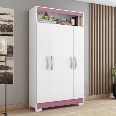 Armário Multiuso 93cm 4 Portas 1 Nicho Tóquio Notável Branco/rosa