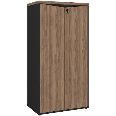 Armário Para Escritório 160cm 02 Portas Com Chave Unik A02 Nogal Preto
