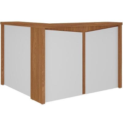 Balcão De Atendimento Para Recepção Em L Unik A02 Freijó Branco - Lyam Decor
