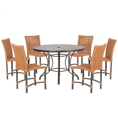 Mesa Ascoli 120 Cm Com 6 Cadeiras Cannes De Alumínio Trama Terra Cota