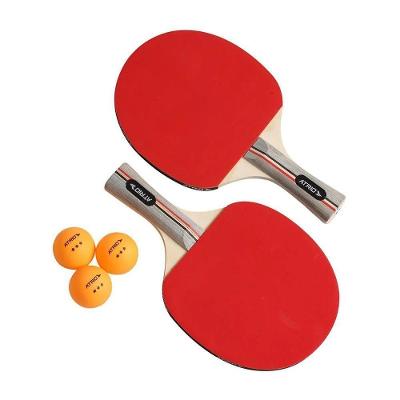 Kit 2 Raquetes Tênis De Mesa Ping-pong C- 3 Bolinhas Atrio - Ref Es389 Tamanho Unico Cor Vermelho