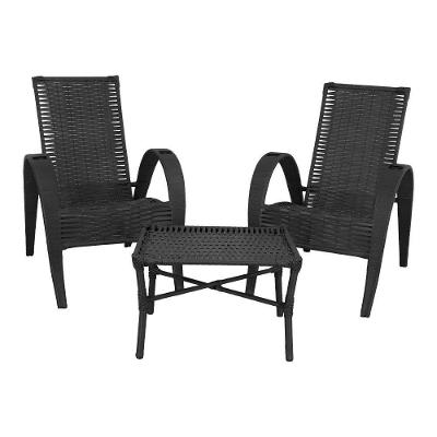 Conjunto De Mesa De Centro E 2 Cadeiras Vitória Para área Preto