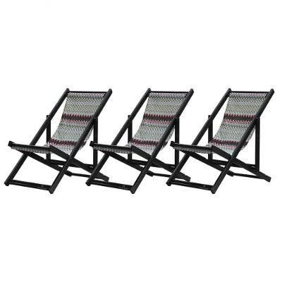 Kit 3 Espreguiçadeiras Dobrável Black Sb-chevron Vermelho