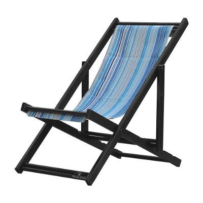 Espreguiçadeira Preguiçosa Dobrável Black Sb-listras Azuis