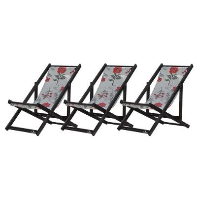 Kit 3 Espreguiçadeiras Dobrável Black Sb-cinza Floral