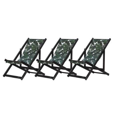 Kit 3 Espreguiçadeiras Dobrável Black Sb-folhas Verdes
