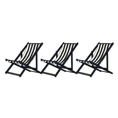 Kit 3 Espreguiçadeiras Dobrável Black Sb-l Preto-branco