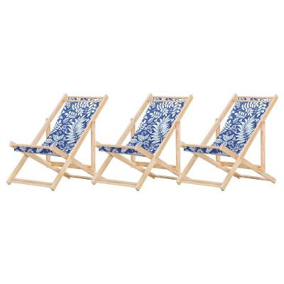 Kit 3 Cadeira Espreguiçadeira Dobrável S-b-folhas Brancas