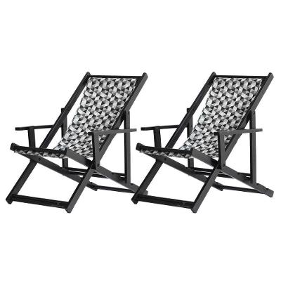 Kit 2 Espreguiçadeiras Dobrável Black Cb-triang Preto