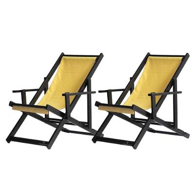 Kit 2 Espreguiçadeiras Dobrável Black Cb-amarelo