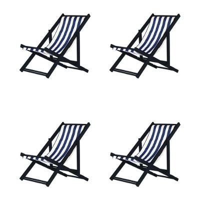 Kit 4 Espreguiçadeiras Dobrável Black Sb-l Azul-branco