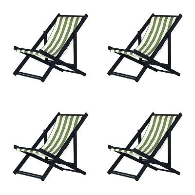 Kit 4 Espreguiçadeiras Dobrável Black Sb-l Verde-branco