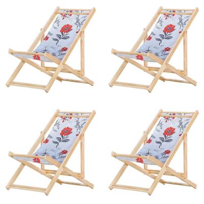 Kit 4 Cadeira Espreguiçadeira Dobrável S-b-cinza Floral