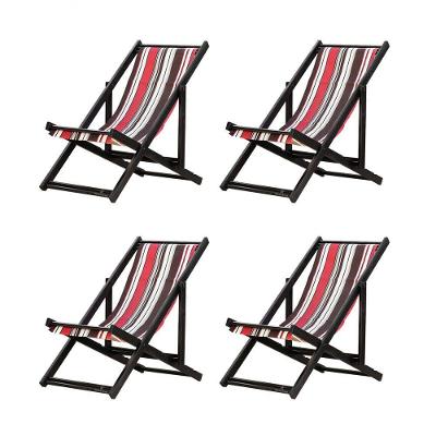 Kit 4 Espreguiçadeiras Dobrável Black Sb-l Marrom-vermelho
