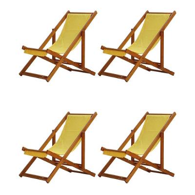 Kit 4 Espreguiçadeira Preguiçosa Dobrável Mel Sb-amarelo