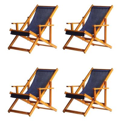 Kit 4 Espreguiçadeira Preguiçosa Dobrável Mel Cb-azul Escuro