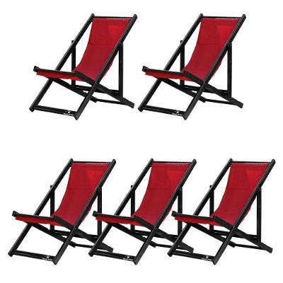Kit 5 Espreguiçadeiras Dobrável Black Sb-vermelho