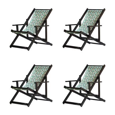 Kit 4 Espreguiçadeiras Dobrável Black Cb-triang Azul