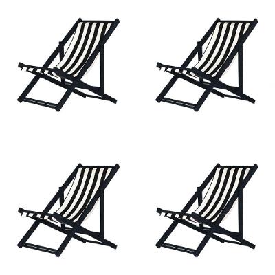 Kit 4 Espreguiçadeiras Dobrável Black Sb-l Preto-branco