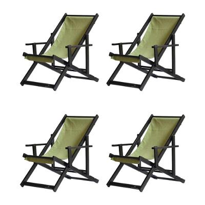 Kit 4 Espreguiçadeiras Dobrável Black Cb-verde