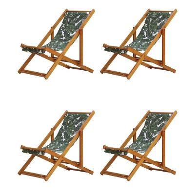 Kit 4 Espreguiçadeira Preguiçosa Dobrável Mel Sb-folhas Verdes