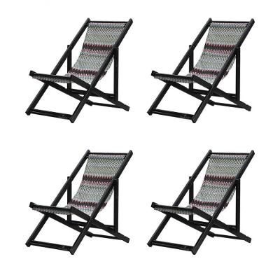 Kit 4 Espreguiçadeiras Dobrável Black Sb-chevron Vermelho