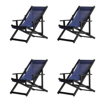 Kit 4 Espreguiçadeiras Dobrável Black Cb-azul Marinho