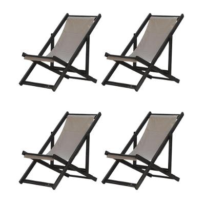 Kit 4 Espreguiçadeiras Dobrável Black Sb-bege
