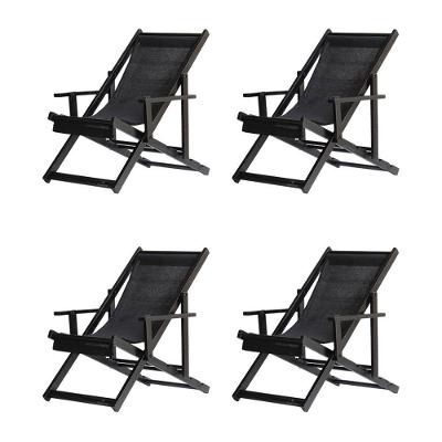 Kit 4 Espreguiçadeiras Dobrável Black Cb-preto