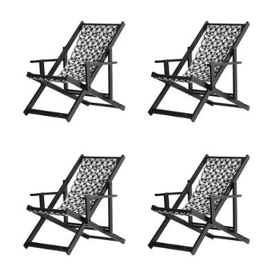 Kit 4 Espreguiçadeiras Dobrável Black Cb-triang Preto